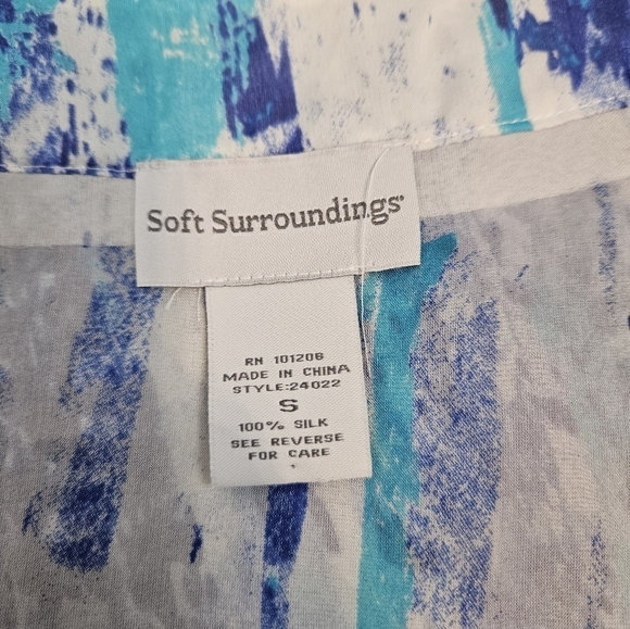 Soft Surroundings‎ Silk Tides Blue Tunic Top Cover-Up Size Small Women's D7 - Picture 7 of 8